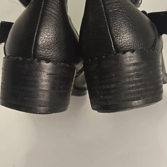 Gentle Souls Leather Moto Booties Ankle Boots Buckles Black Sz 9 Edgy Boho - Picture 6 of 11